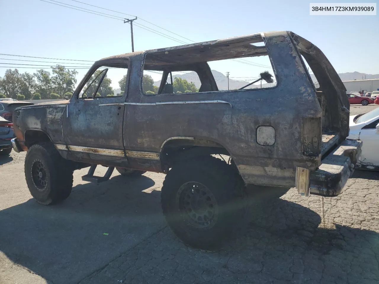 1989 Dodge Ramcharger Aw-100 VIN: 3B4HM17Z3KM939089 Lot: 70174584