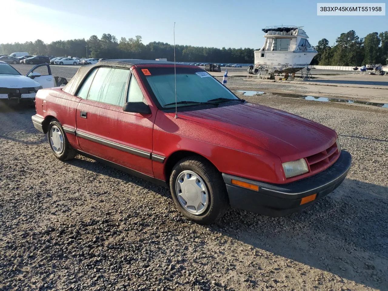 1991 Dodge Shadow VIN: 3B3XP45K6MT551958 Lot: 73353914