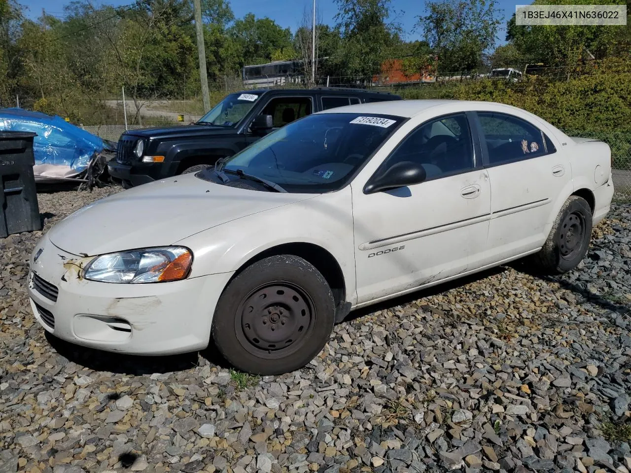 2001 Dodge Stratus Se VIN: 1B3EJ46X41N636022 Lot: 73192034