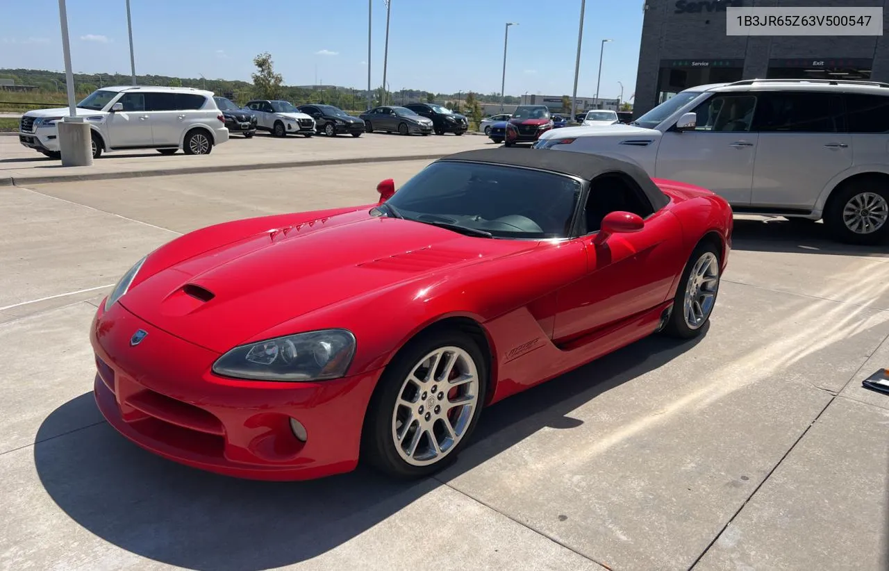 2003 Dodge Viper Srt-10 VIN: 1B3JR65Z63V500547 Lot: 70653054