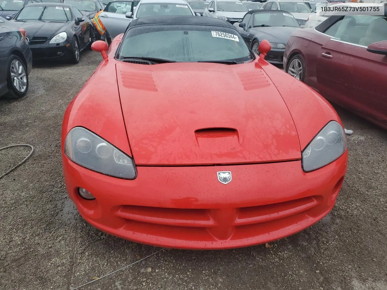 2003 Dodge Viper Srt-10 VIN: 1B3JR65Z73V501755 Lot: 76250344