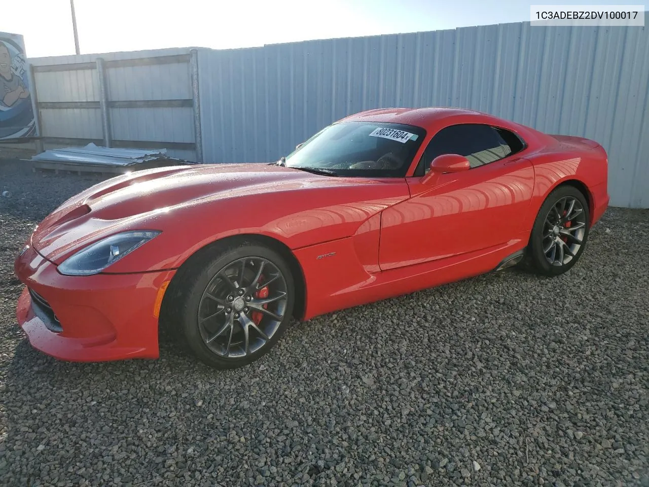 2013 Dodge Viper Gts VIN: 1C3ADEBZ2DV100017 Lot: 80231604