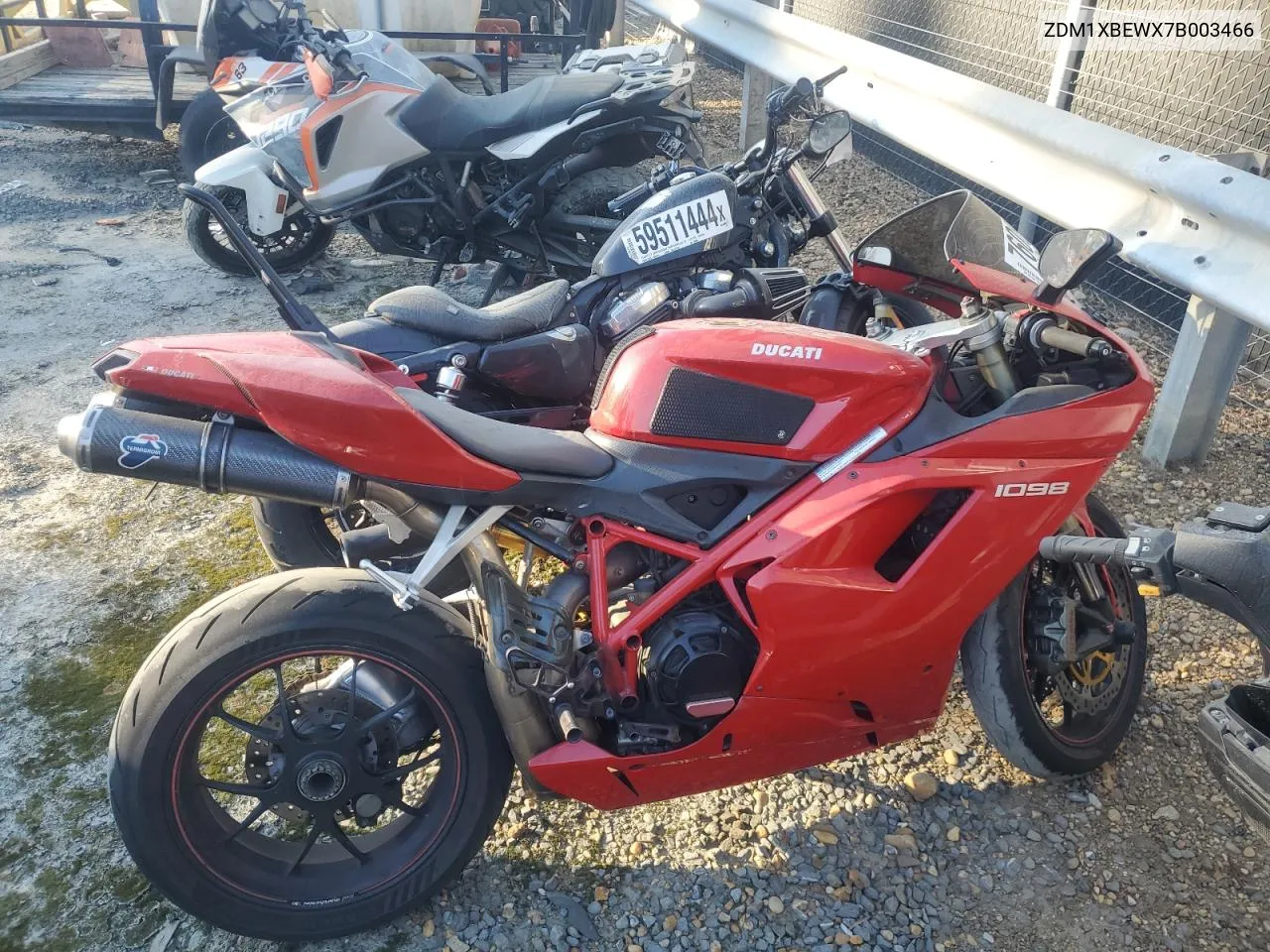 2007 Ducati 1098 Base VIN: ZDM1XBEWX7B003466 Lot: 76088264