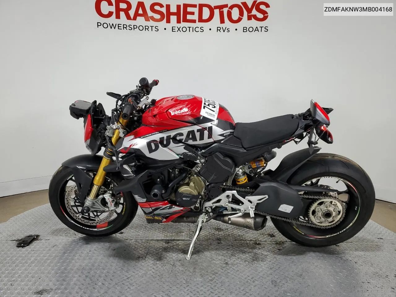 2021 Ducati Streetfighter V4 VIN: ZDMFAKNW3MB004168 Lot: 75053374