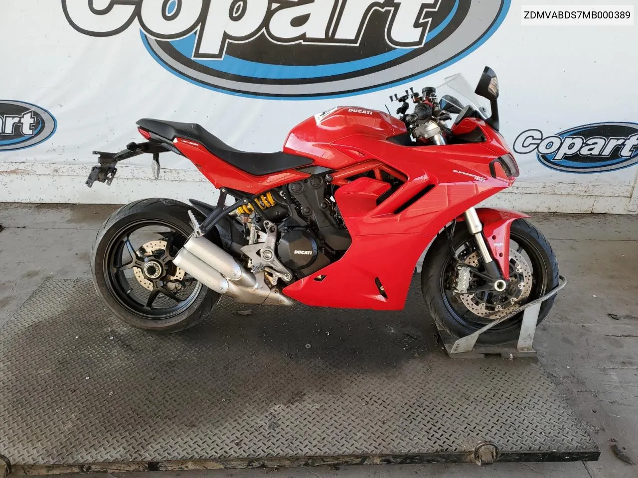 2021 Ducati Supersport VIN: ZDMVABDS7MB000389 Lot: 78024674