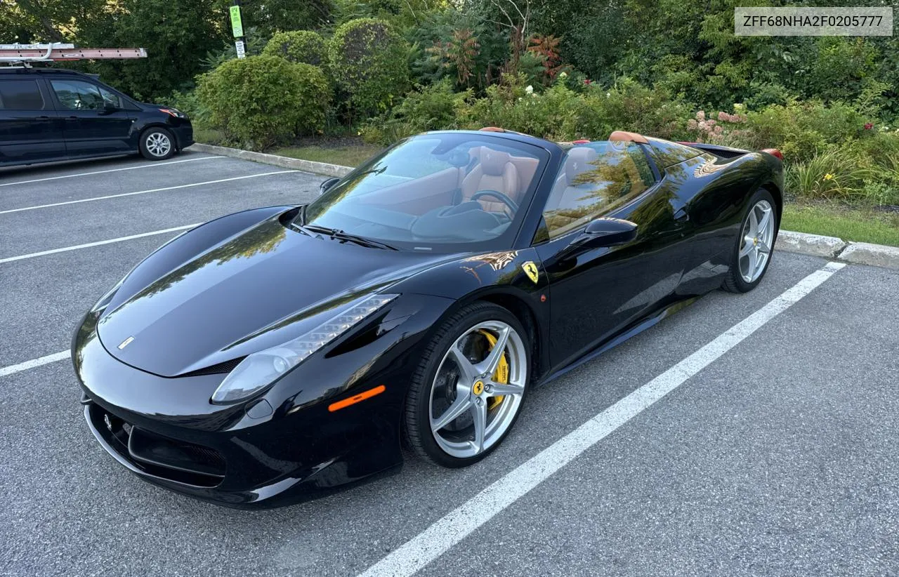 2015 Ferrari 458 Spider VIN: ZFF68NHA2F0205777 Lot: 70383224