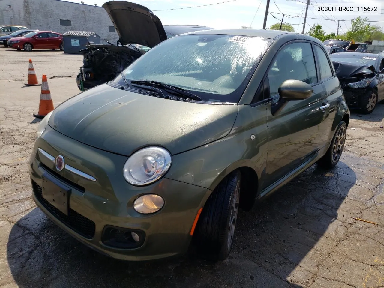 2012 Fiat 500 Sport VIN: 3C3CFFBR0CT115672 Lot: 53327824