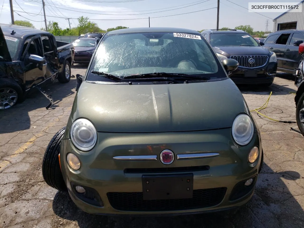 2012 Fiat 500 Sport VIN: 3C3CFFBR0CT115672 Lot: 53327824