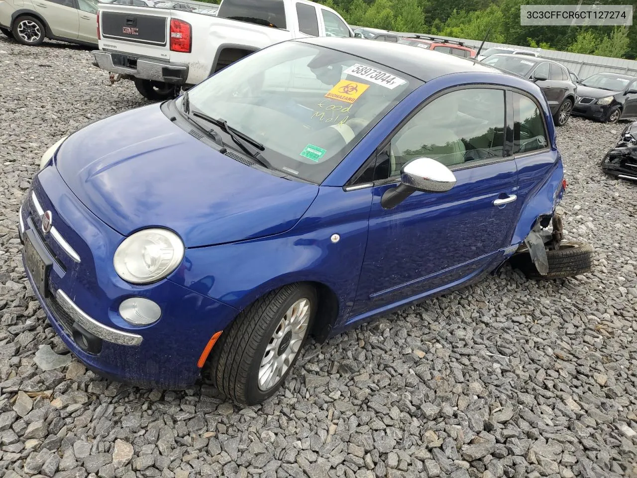 2012 Fiat 500 Lounge VIN: 3C3CFFCR6CT127274 Lot: 58973044