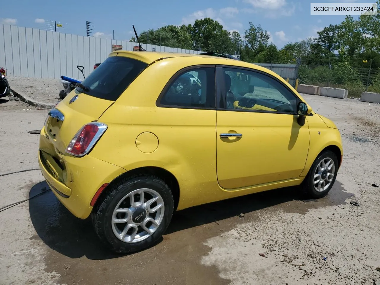 2012 Fiat 500 Pop VIN: 3C3CFFARXCT233424 Lot: 63068734