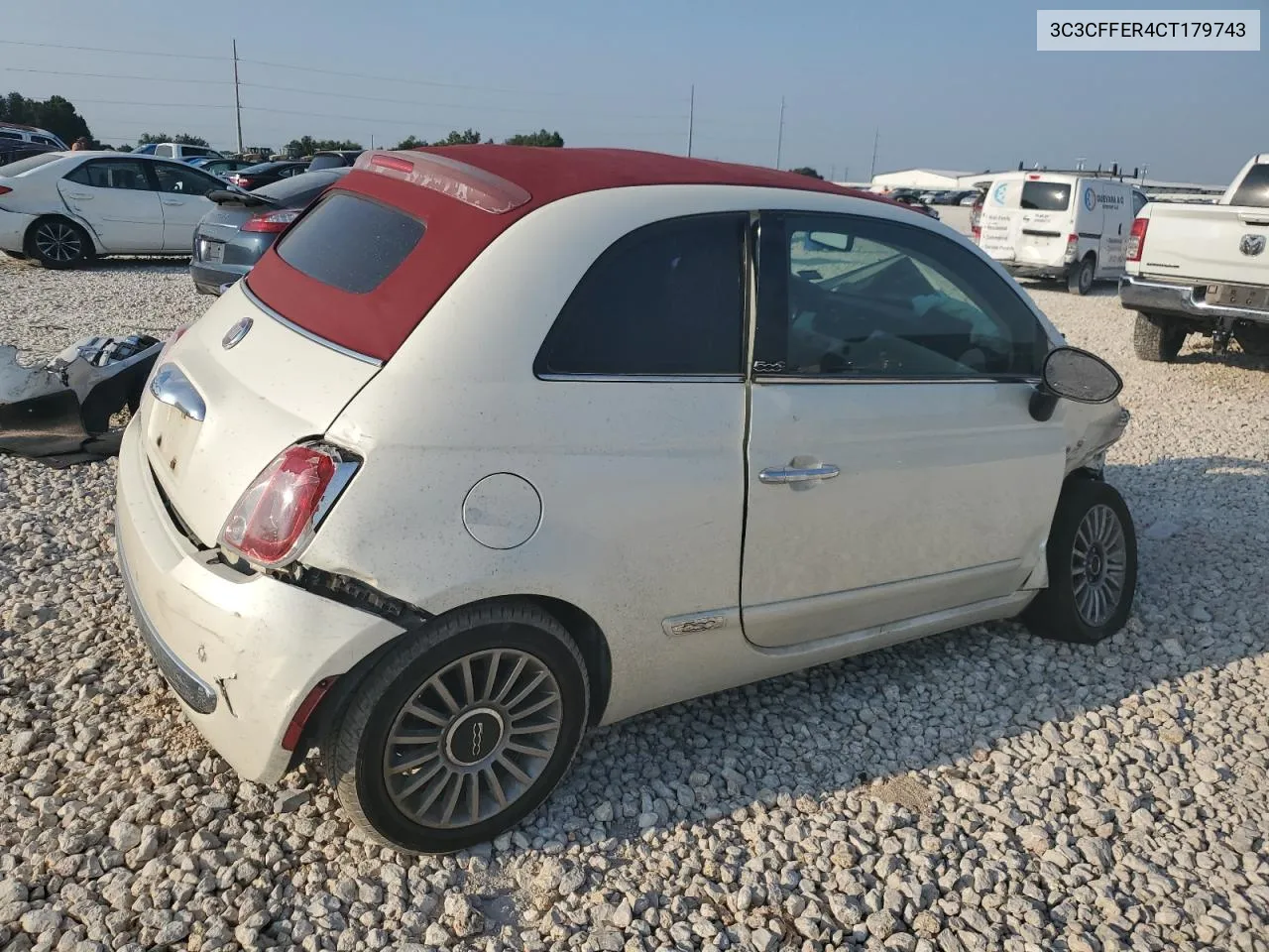 2012 Fiat 500 Lounge VIN: 3C3CFFER4CT179743 Lot: 68367964