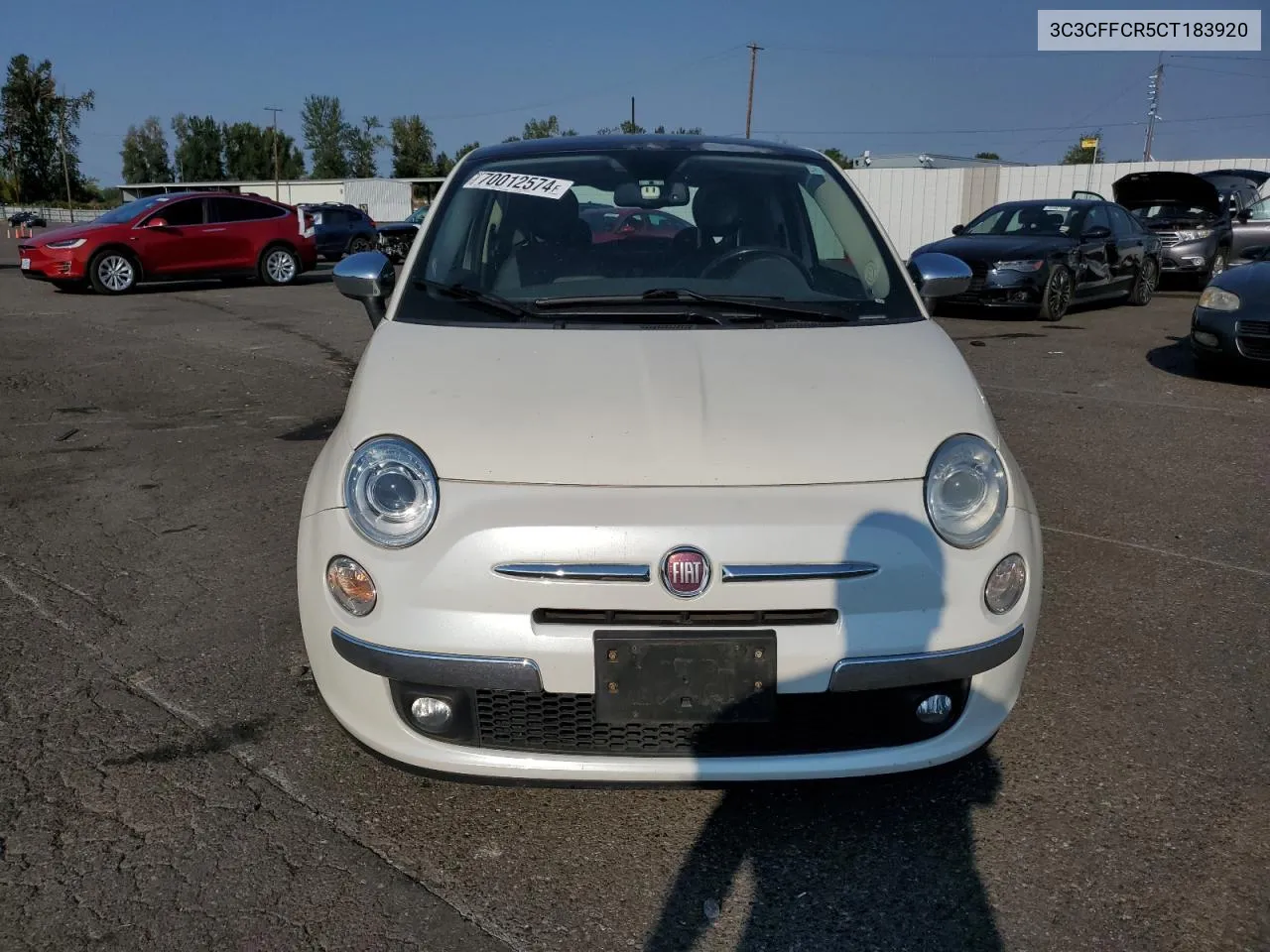 2012 Fiat 500 Lounge VIN: 3C3CFFCR5CT183920 Lot: 70012574