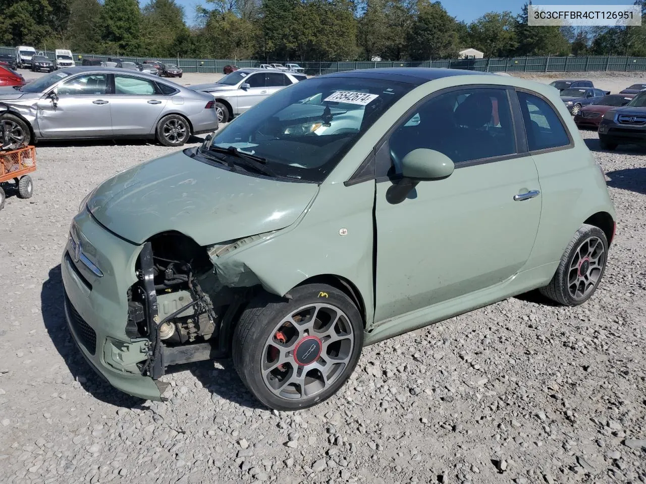 2012 Fiat 500 Sport VIN: 3C3CFFBR4CT126951 Lot: 75542674