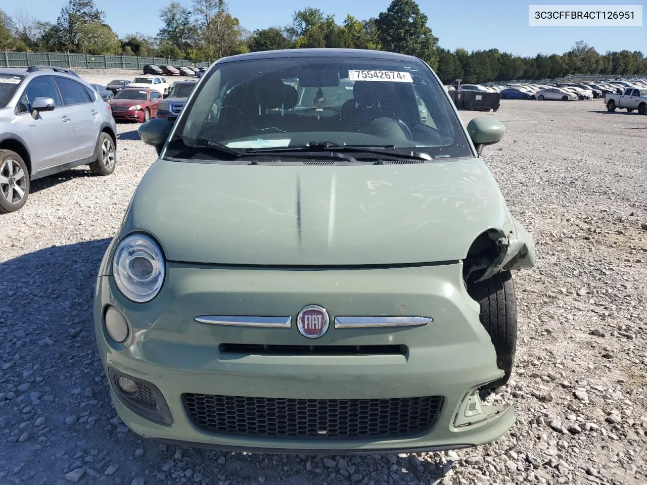 2012 Fiat 500 Sport VIN: 3C3CFFBR4CT126951 Lot: 75542674