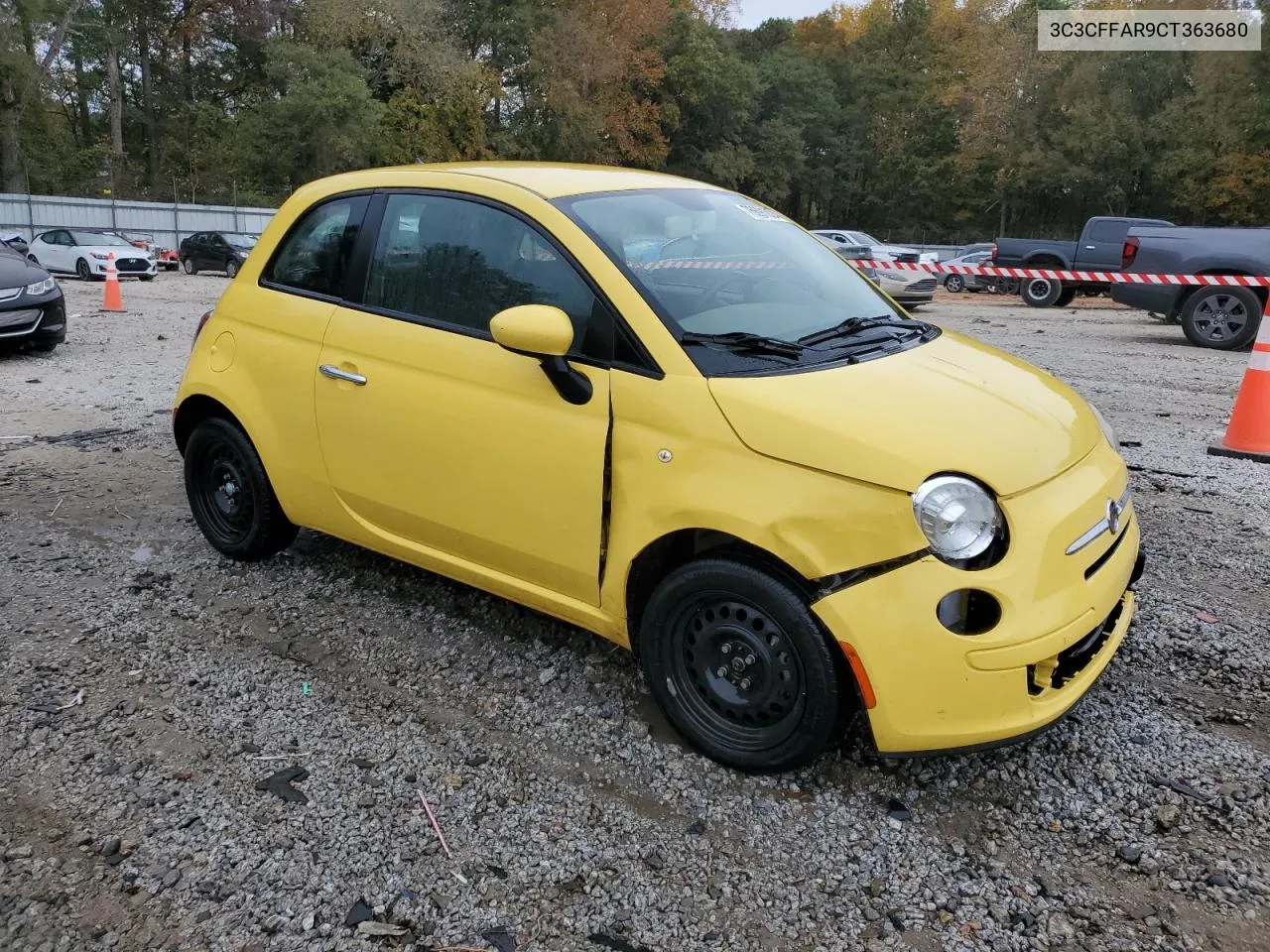 2012 Fiat 500 Pop VIN: 3C3CFFAR9CT363680 Lot: 76691024