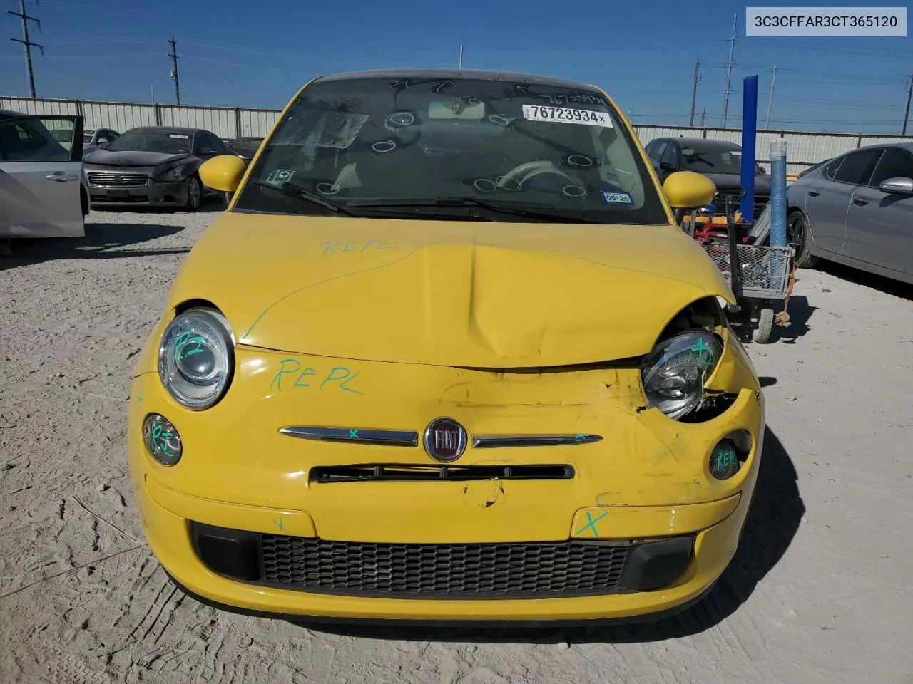 2012 Fiat 500 Pop VIN: 3C3CFFAR3CT365120 Lot: 76723934