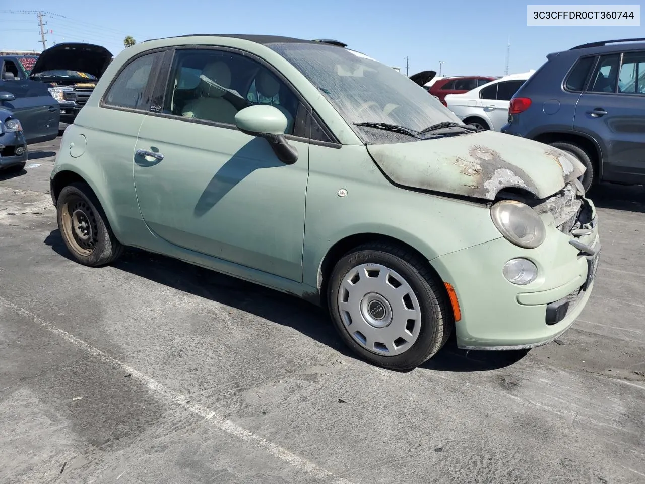 2012 Fiat 500 Pop VIN: 3C3CFFDR0CT360744 Lot: 76798234