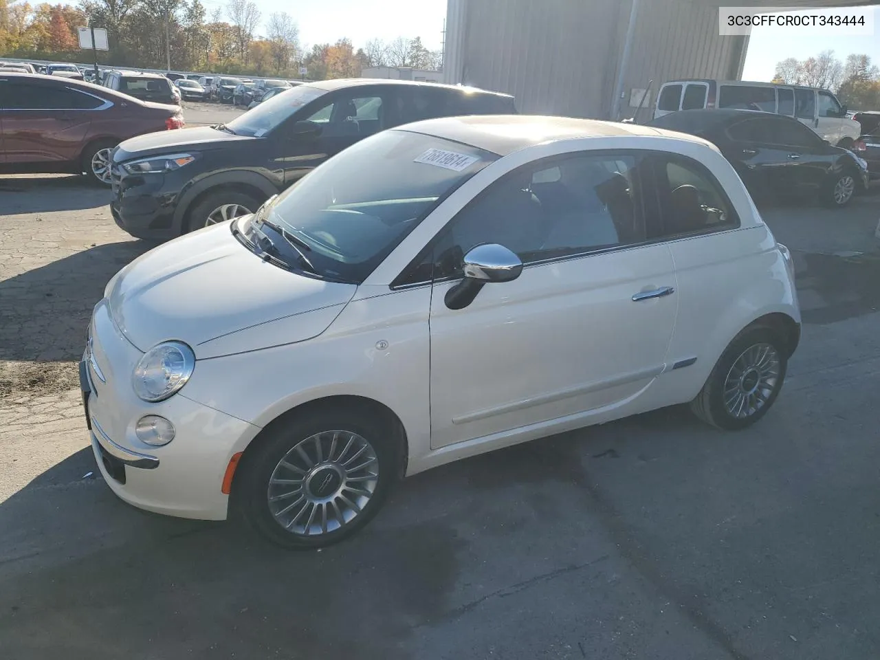 2012 Fiat 500 Lounge VIN: 3C3CFFCR0CT343444 Lot: 76819614