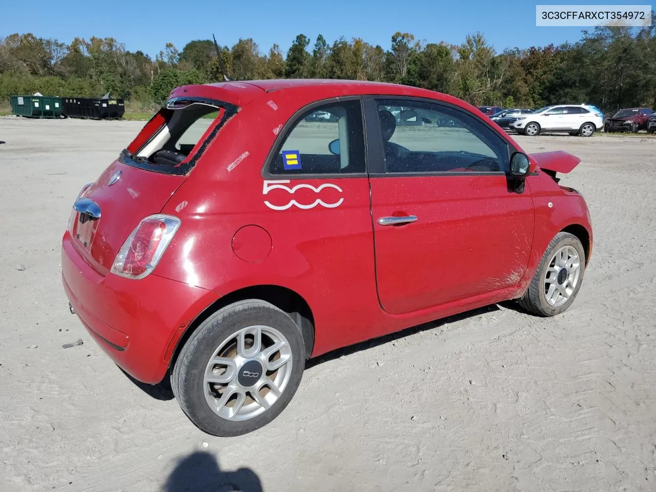 2012 Fiat 500 Pop VIN: 3C3CFFARXCT354972 Lot: 76896114