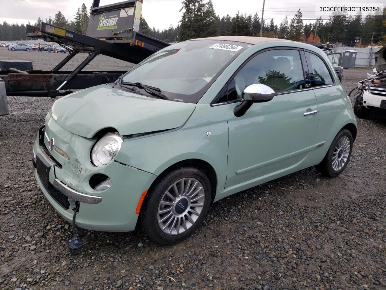 2012 Fiat 500 Lounge VIN: 3C3CFFER3CT195254 Lot: 77498294