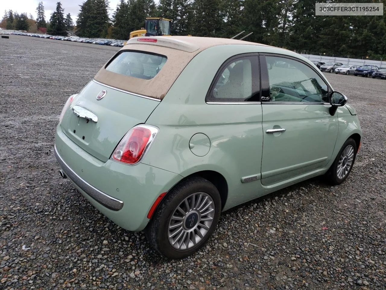 2012 Fiat 500 Lounge VIN: 3C3CFFER3CT195254 Lot: 77498294