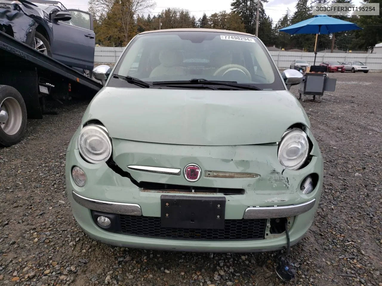 2012 Fiat 500 Lounge VIN: 3C3CFFER3CT195254 Lot: 77498294