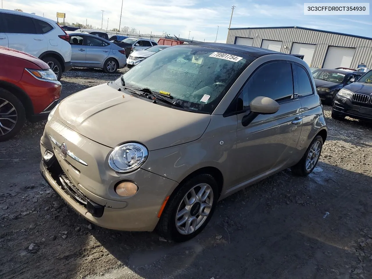 2012 Fiat 500 Pop VIN: 3C3CFFDR0CT354930 Lot: 78901754