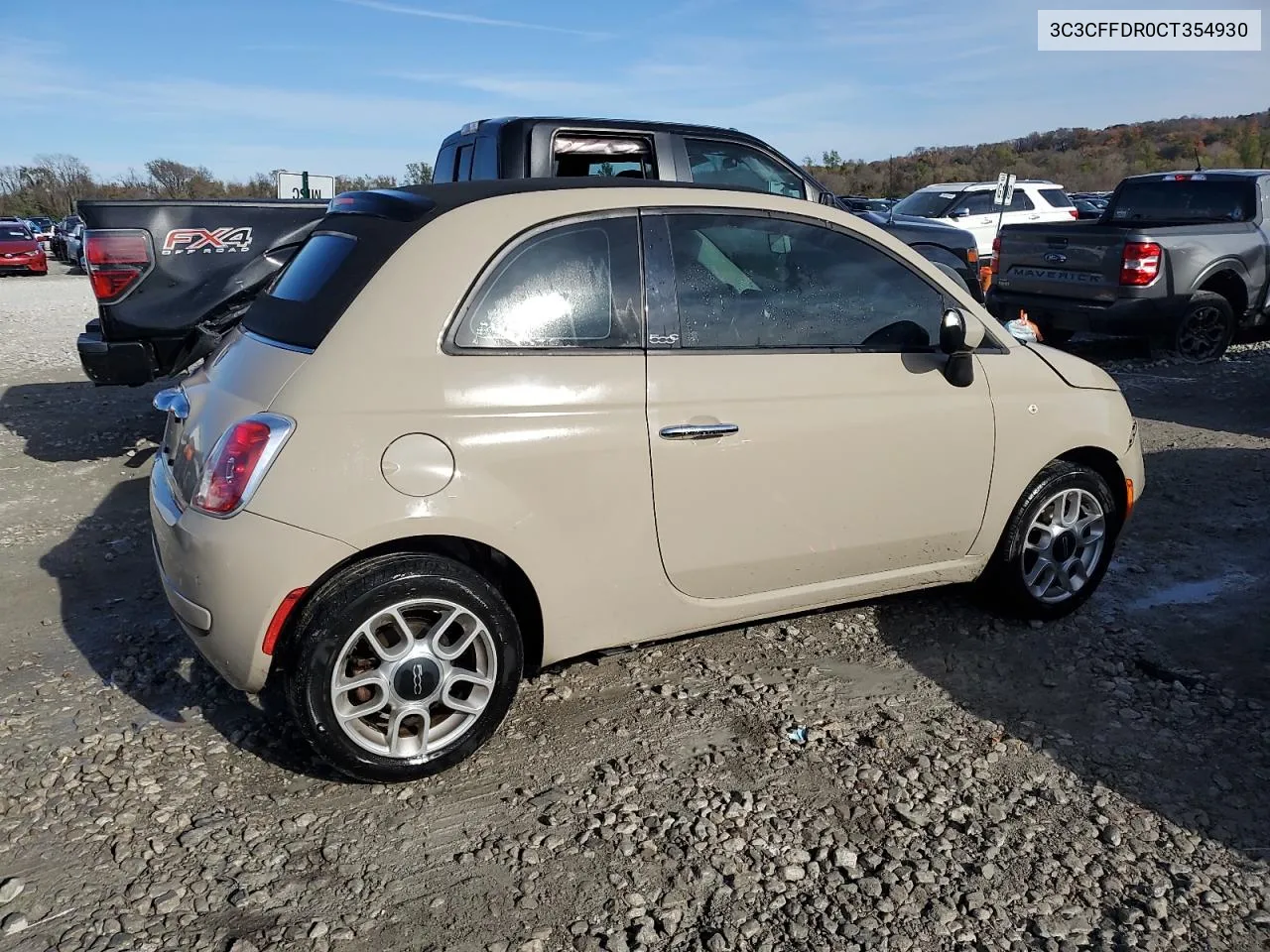 2012 Fiat 500 Pop VIN: 3C3CFFDR0CT354930 Lot: 78901754