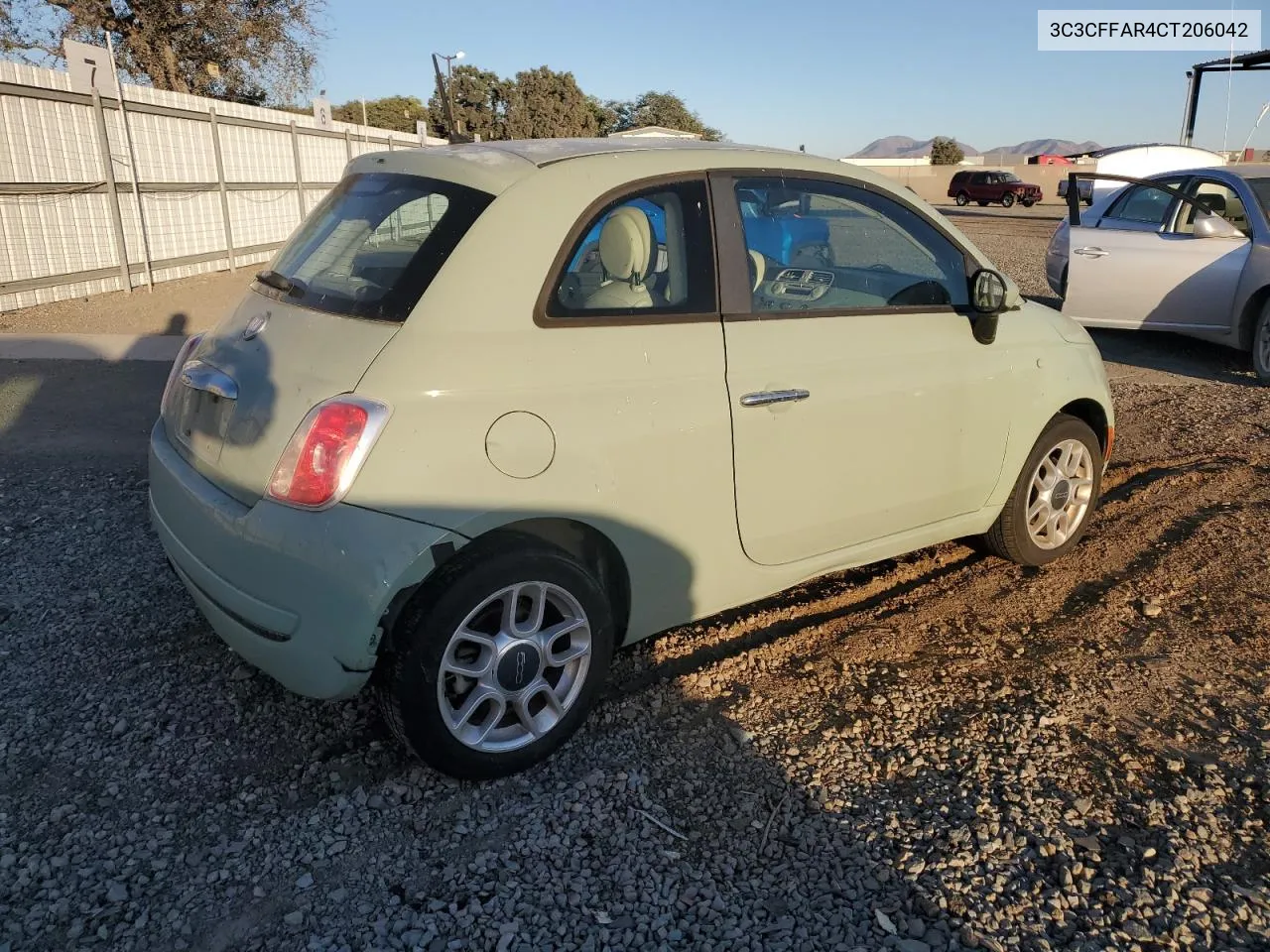 2012 Fiat 500 Pop VIN: 3C3CFFAR4CT206042 Lot: 79915814