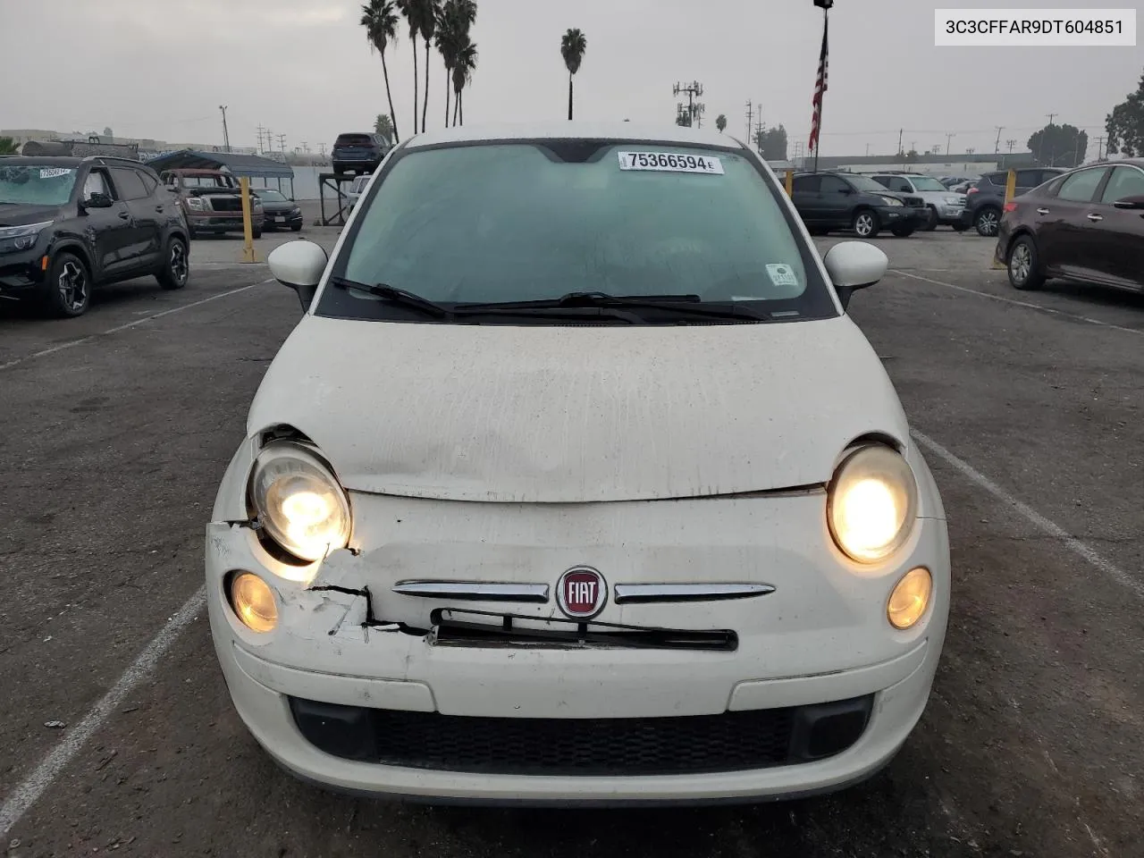 2013 Fiat 500 Pop VIN: 3C3CFFAR9DT604851 Lot: 75366594