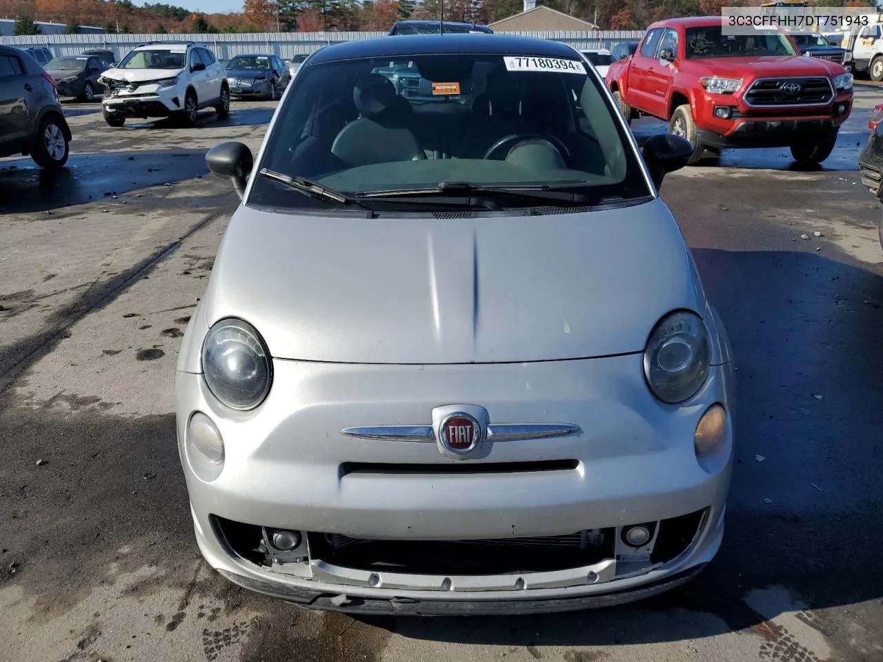 2013 Fiat 500 Sport VIN: 3C3CFFHH7DT751943 Lot: 77180394