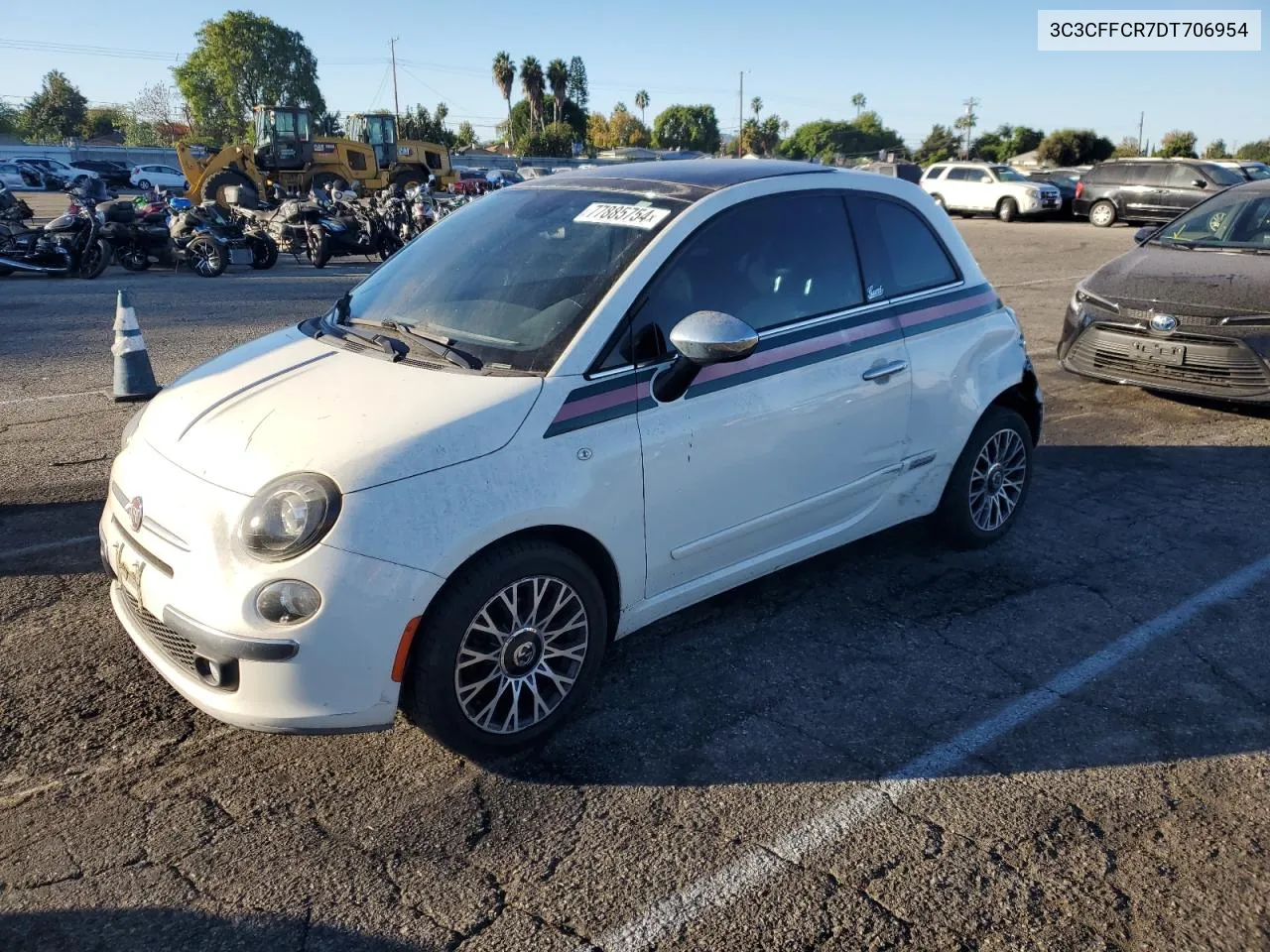 2013 Fiat 500 Lounge VIN: 3C3CFFCR7DT706954 Lot: 77885754