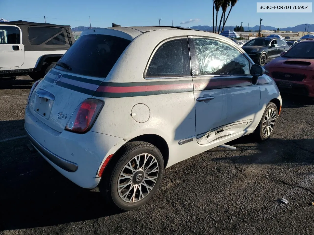 2013 Fiat 500 Lounge VIN: 3C3CFFCR7DT706954 Lot: 77885754