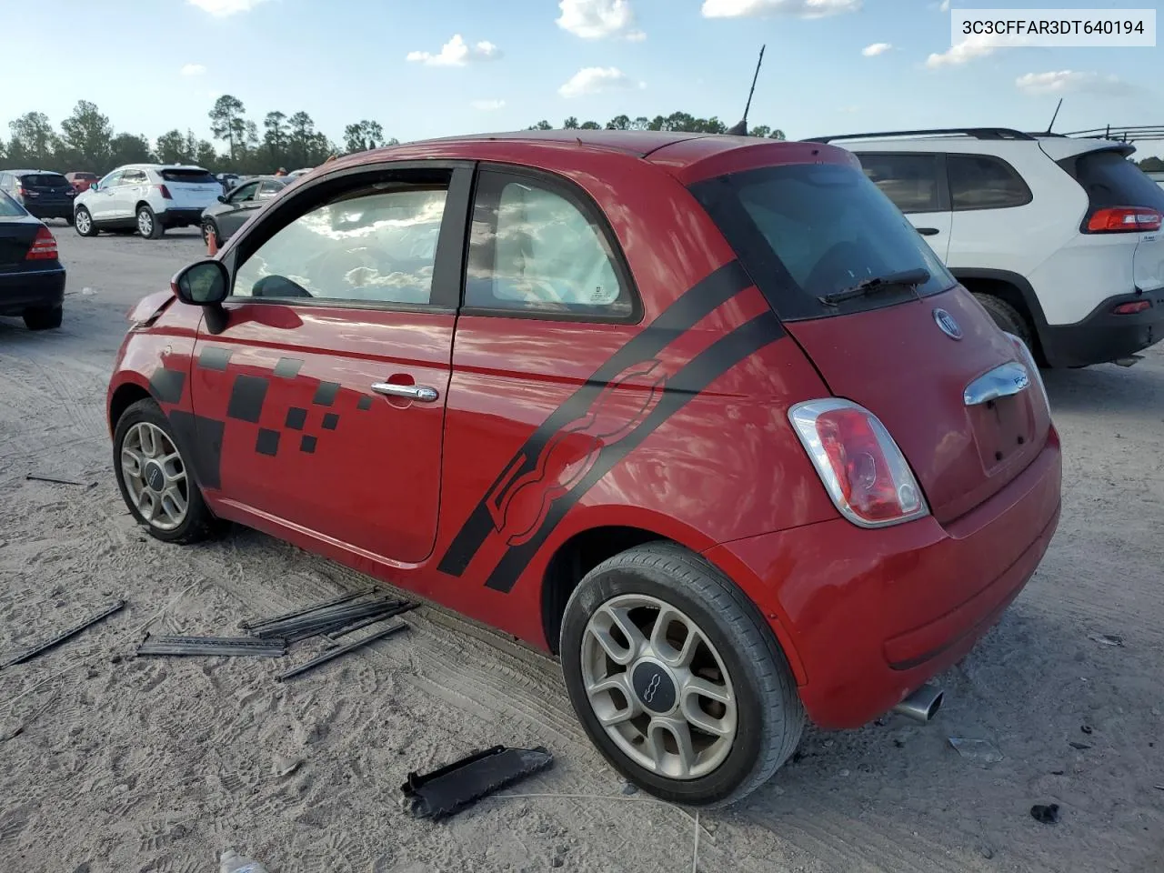 2013 Fiat 500 Pop VIN: 3C3CFFAR3DT640194 Lot: 78014234