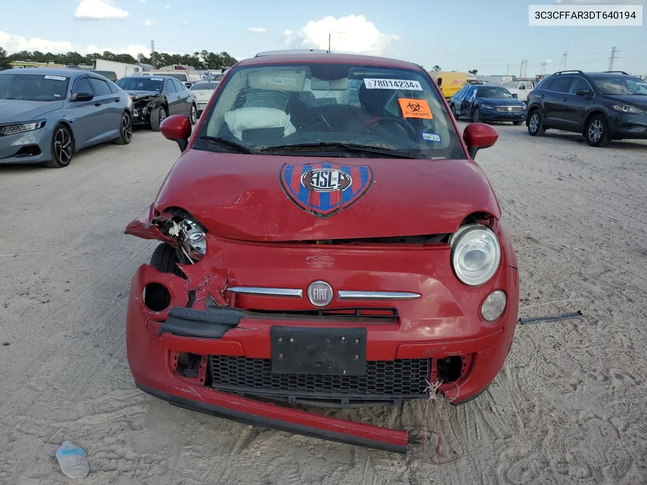 2013 Fiat 500 Pop VIN: 3C3CFFAR3DT640194 Lot: 78014234