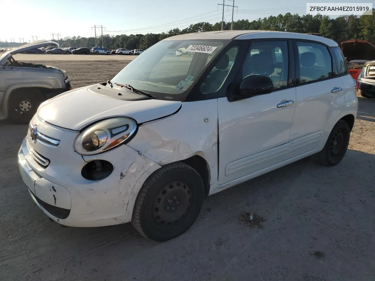 2014 Fiat 500L Pop VIN: ZFBCFAAH4EZ015919 Lot: 72346624