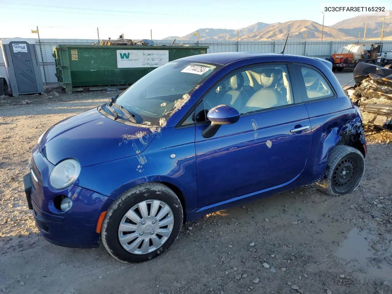 2014 Fiat 500 Pop VIN: 3C3CFFAR3ET165292 Lot: 77144754