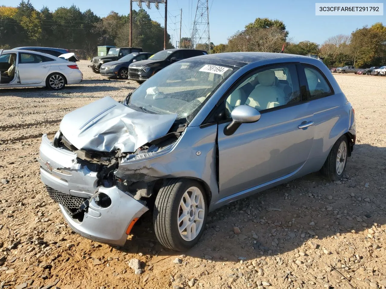 2014 Fiat 500 Pop VIN: 3C3CFFAR6ET291792 Lot: 77681694