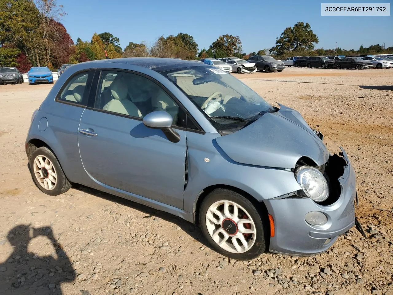 2014 Fiat 500 Pop VIN: 3C3CFFAR6ET291792 Lot: 77681694