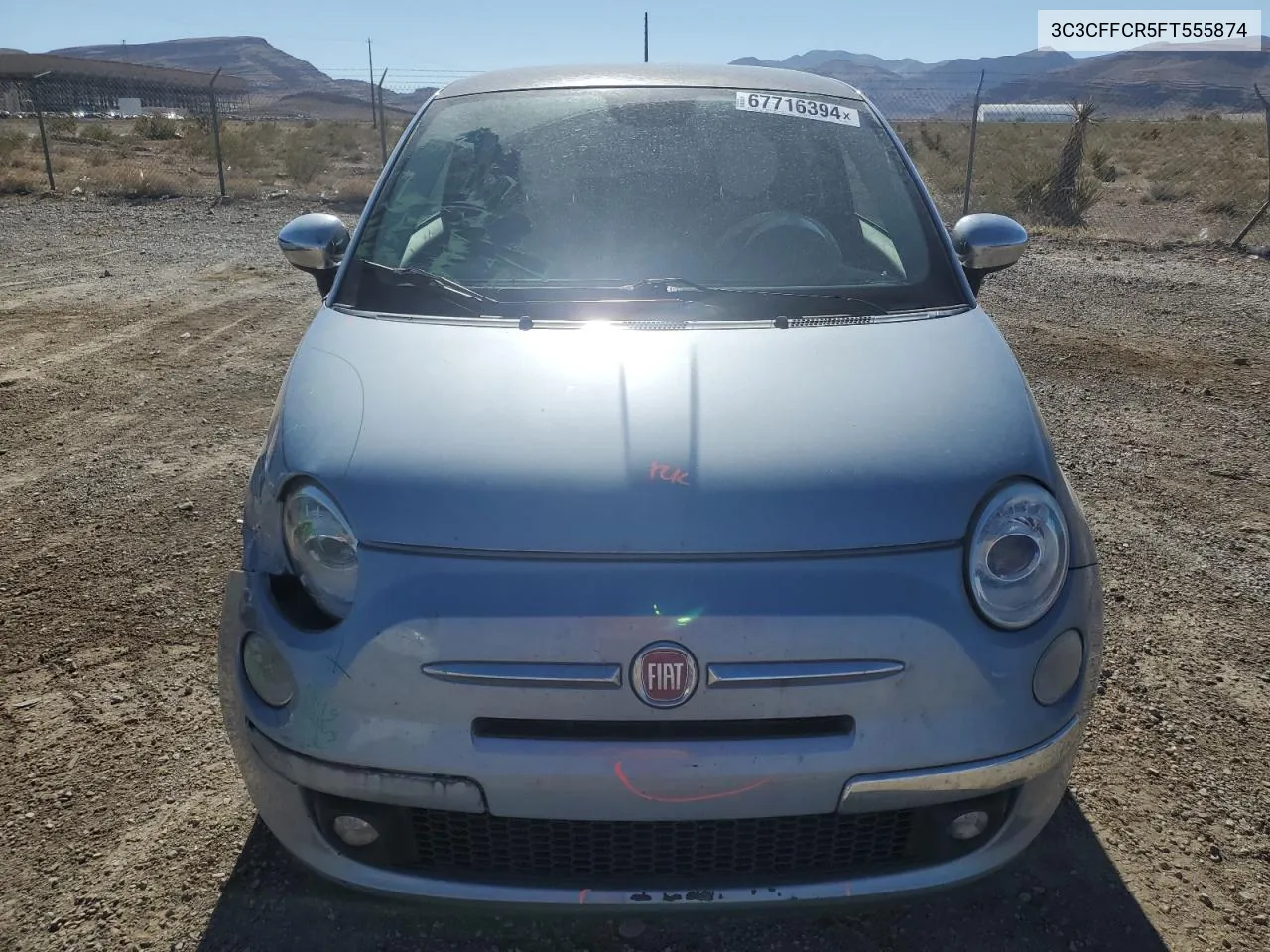 2015 Fiat 500 Lounge VIN: 3C3CFFCR5FT555874 Lot: 67716394