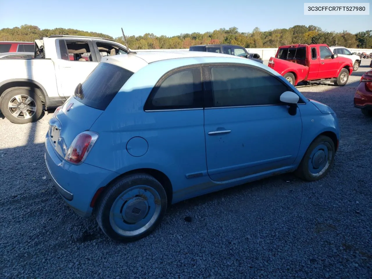 2015 Fiat 500 Lounge VIN: 3C3CFFCR7FT527980 Lot: 77017334