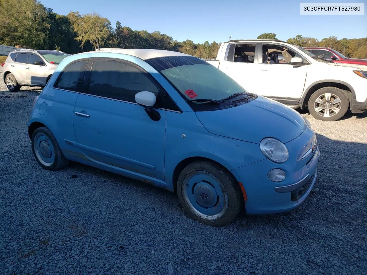 2015 Fiat 500 Lounge VIN: 3C3CFFCR7FT527980 Lot: 77017334