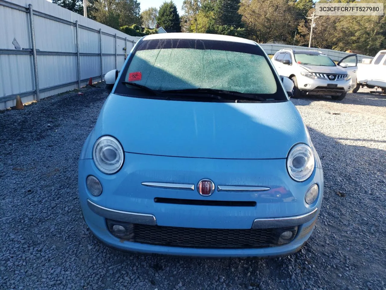 2015 Fiat 500 Lounge VIN: 3C3CFFCR7FT527980 Lot: 77017334