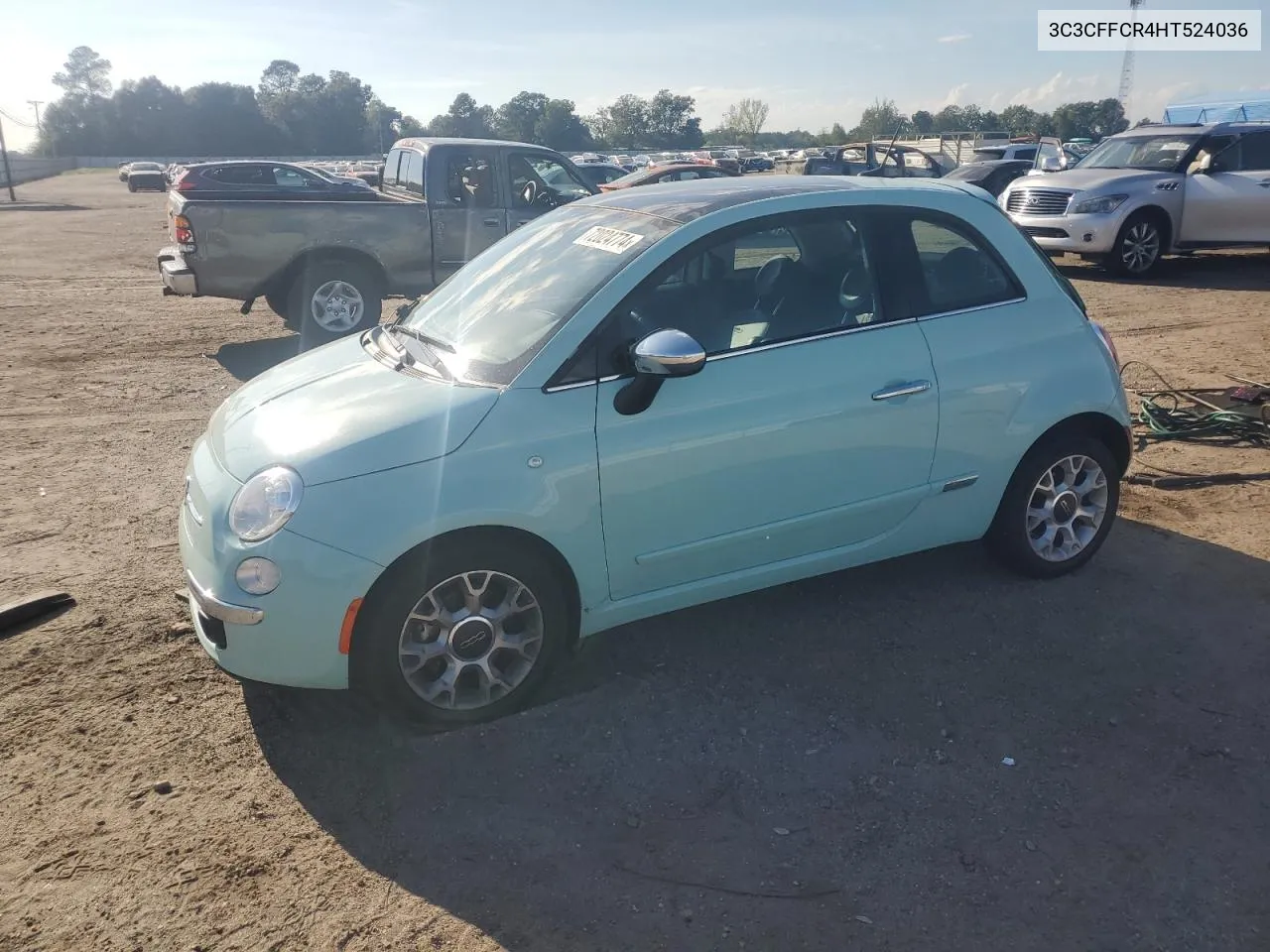 2017 Fiat 500 Lounge VIN: 3C3CFFCR4HT524036 Lot: 72024774