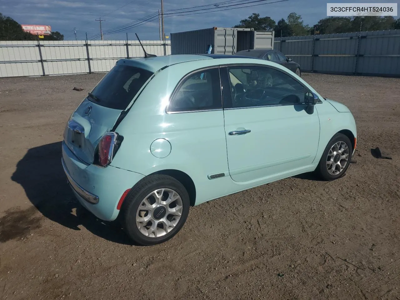 2017 Fiat 500 Lounge VIN: 3C3CFFCR4HT524036 Lot: 72024774