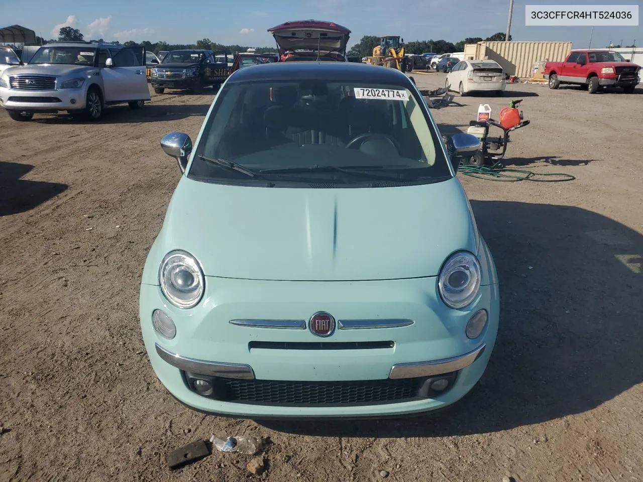 2017 Fiat 500 Lounge VIN: 3C3CFFCR4HT524036 Lot: 72024774