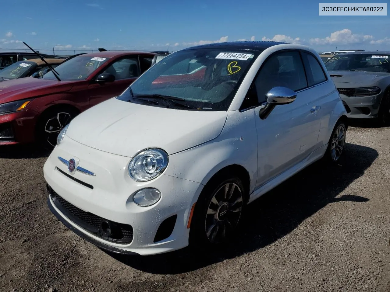 2019 Fiat 500 Lounge VIN: 3C3CFFCH4KT680222 Lot: 77254754