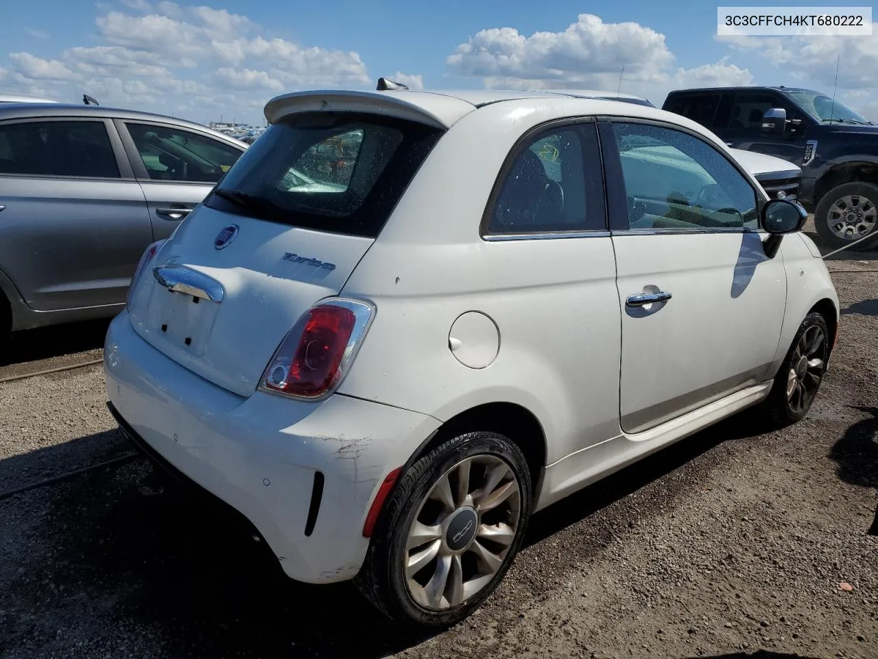 2019 Fiat 500 Lounge VIN: 3C3CFFCH4KT680222 Lot: 77254754