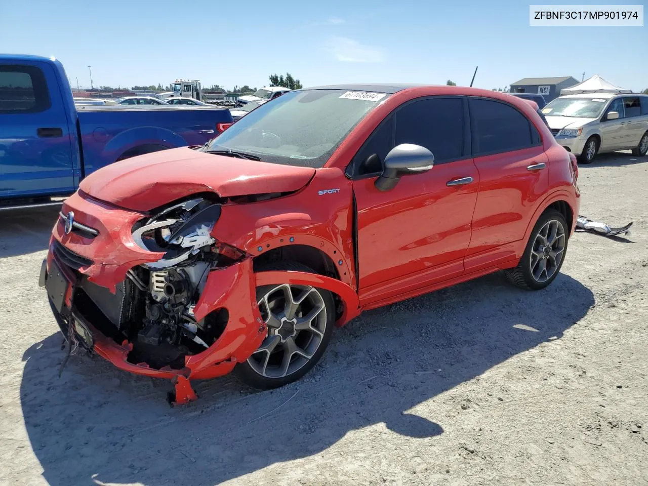 2021 Fiat 500X Sport VIN: ZFBNF3C17MP901974 Lot: 67103694