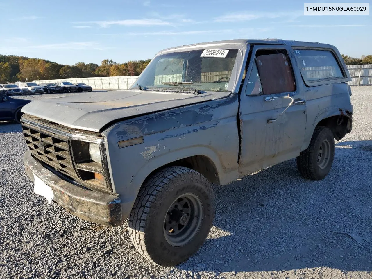 1986 Ford Bronco U100 VIN: 1FMDU15N0GLA60929 Lot: 78036514